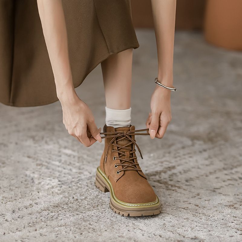 2024 Martin For Women, Autumn New Leather Soft Sole Women's Short Boots, Cow Suede Matte Work Boots_voghion.com