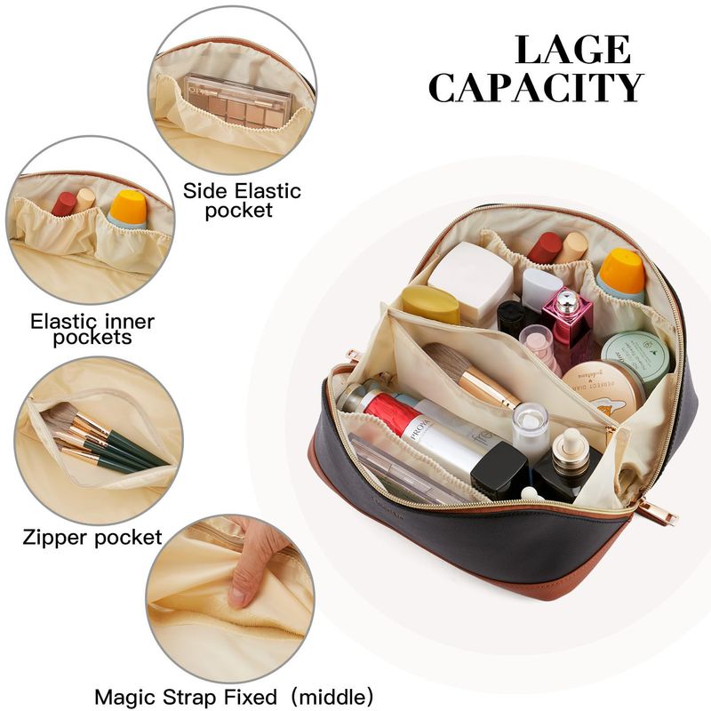 Women's Bags Dedicated Cosmetic Bag Large Capacity Travel Cosmetic Bag Portable Leather Waterproof Cosmetic Storage Bag Toiletry Bag_voghion.com