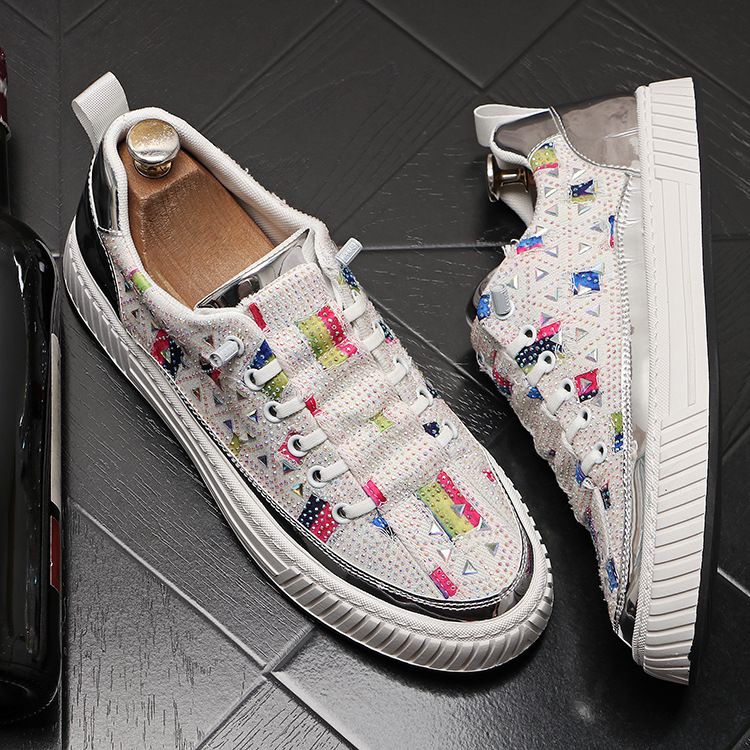 Mocassini bassi con strass per persone pigre, scarpe casual con diamanti pieni, scarpe da uomo basse alla moda con un piede_voghion.com