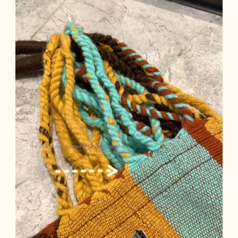 Marni 2023 Kadın Çanta Avrupa ve Amerikan Tarzı Patchwork Yün Örgü Renkli Örme Vintage Şerit Kanvas Asılı_voghion.com
