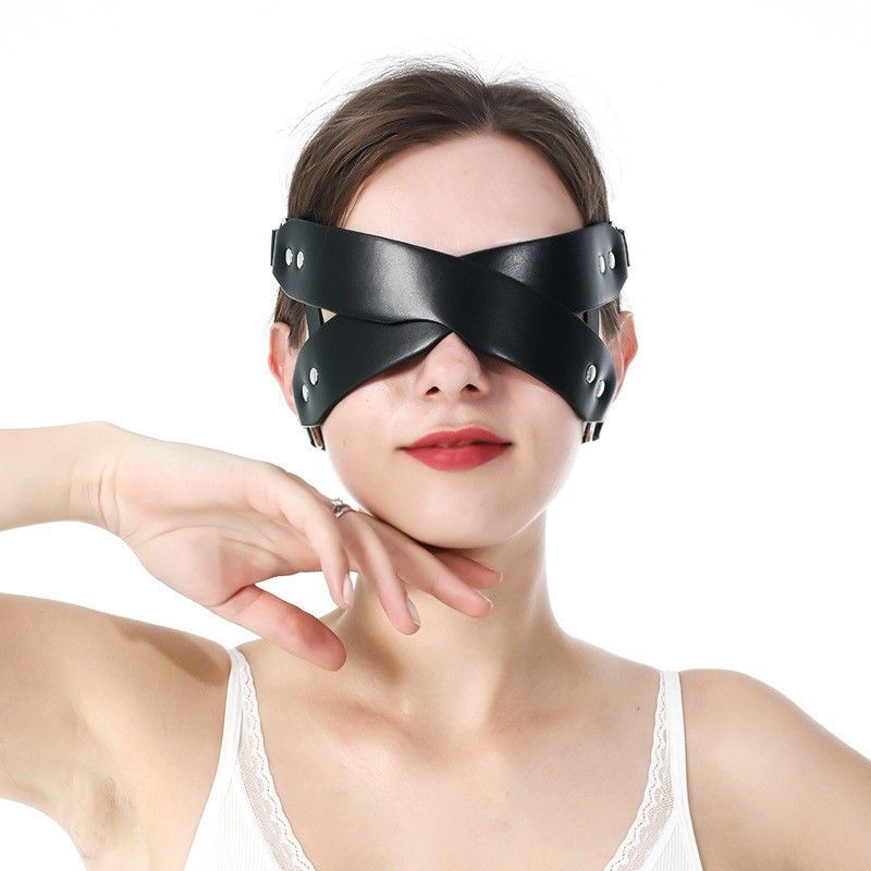 Unisex Cosplay Erwachsene Schwarz Leder SM Alternative Spielzeug Erotische Augenmaske Bondage Restraint Factory_voghion.com