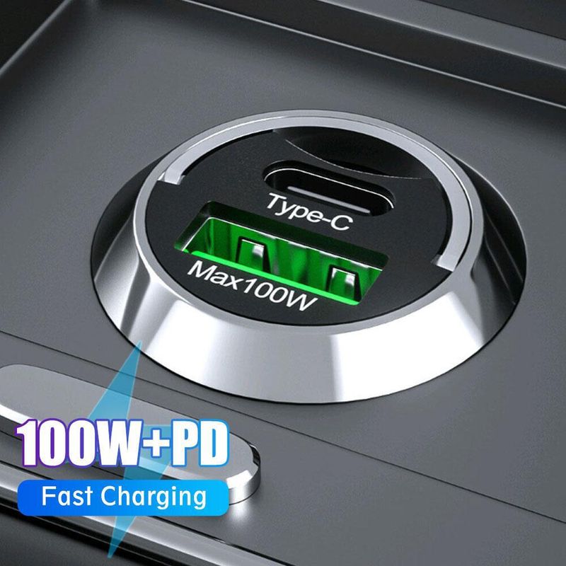 Metall Zuchring PD30W Onsichtbar Super Schnell 100W Autoladegerät QC3.0 Blitzladung_voghion.com