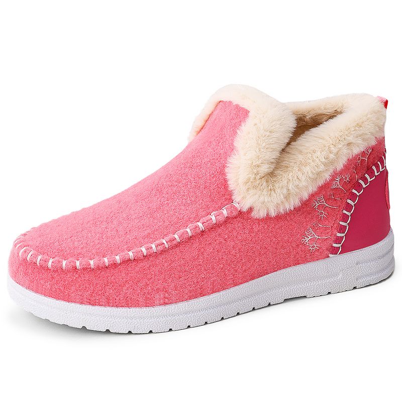 Inverno con fodera in pile, scarpe in cotone spesso per donna, stivali da neve caldi e resistenti al freddo, stivali corti alla moda slip-on_voghion.com