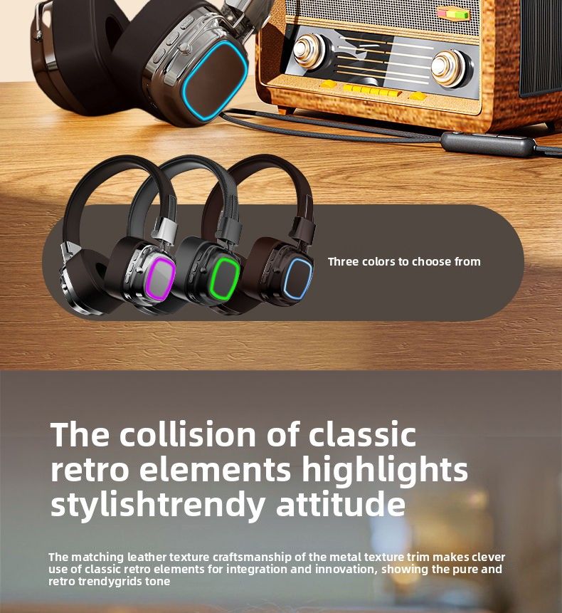 Head-mounted Trendy 5.3 Wireless Bluetooth Luminous Headphones HIFI Heavy Bass Universal For Mobile Phones And Computers_voghion.com