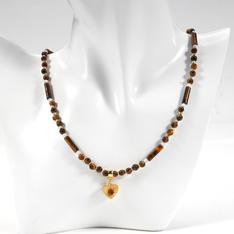 Love Tiger Eye ripats Shell Tiigrisilma kivi looduslikust kivist käevõru kaelakee rangluu kett_voghion.com