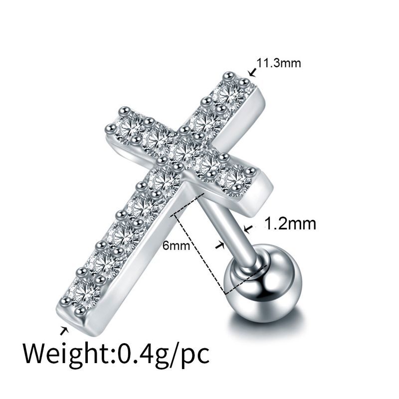 Nuovo chiodo per orecchio in acciaio inossidabile con stella a cinque punte, cuore di pesca, croce con micro-intarsi in zircone, vite a sfera, gioiello da forare_voghion.com