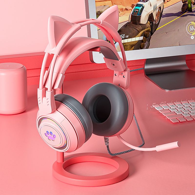 SY-G25 Cuffia cablata con riduzione del rumore sensibile Orecchie di gatto staccabili Cuffie da gioco omnidirezionali USB da 3,5 mm per laptop_voghion.com