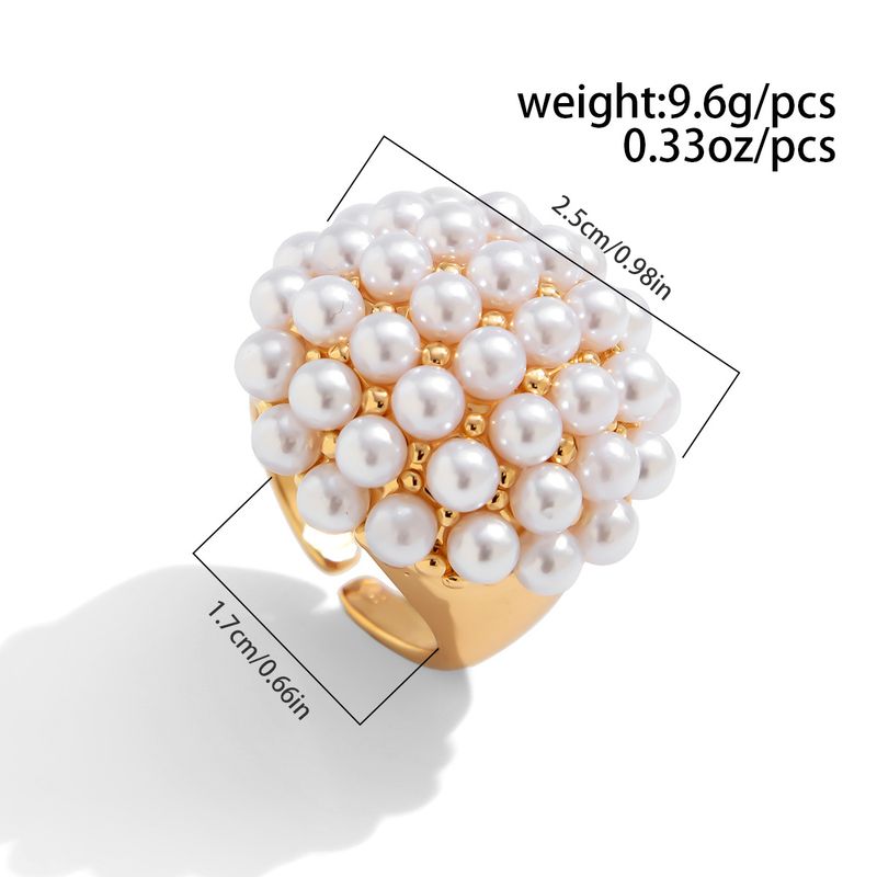 Anillo de nudillos exagerado con diseño bohemio transfronterizo, sombrero de paja, estilo europeo y americano, anillo de perla retro de comercio exterior._voghion.com