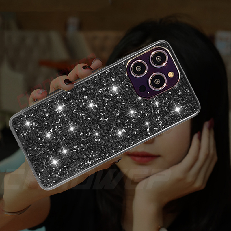 Luxury Glitter Plating Soft Silicone Phone Case For iPhone 14 13 12 11 Pro Max X XR XS Max 8 7 Plus Bling Sequins TPU Back Cover_voghion.com
