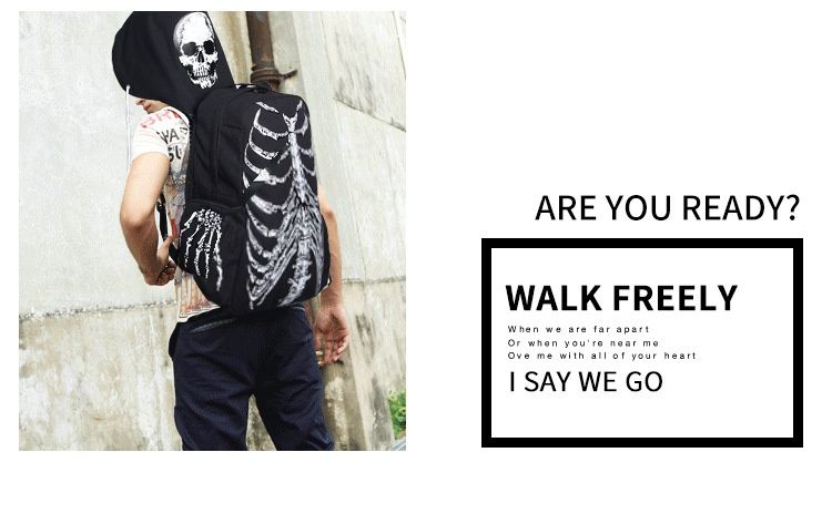 New Canvas Bag Halloween Funny Skull Backpack Hooded Personalized Printed Backpack_voghion.com