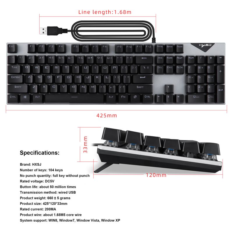 Arabic Language Mechanical 104 Keys Blue Switch 20+ Lighting Colorful Keyboard_voghion.com