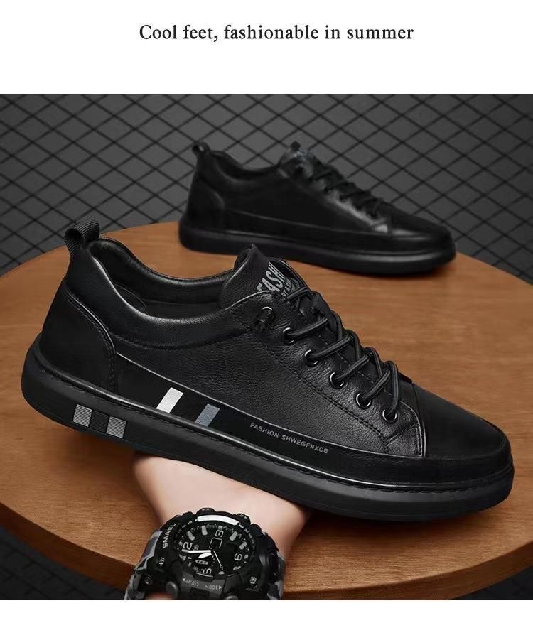 2023 Nuove scarpe da uomo Sneakers basse Scarpe bianche alla moda Slip-on All-match Scarpe casual nere in pelle da uomo_voghion.com