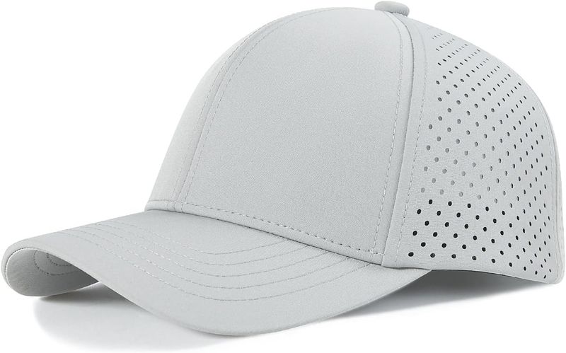 VOBOOM Men Quick Dry Baseball Cap Laser Cut Mesh Ball Curved Brim Snapback Hat_voghion.com