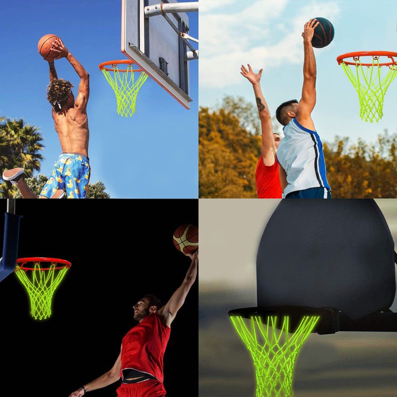 Outdoor luminous basketball net portable bold 12 circle standard size sports nylon luminous basketball net_voghion.com