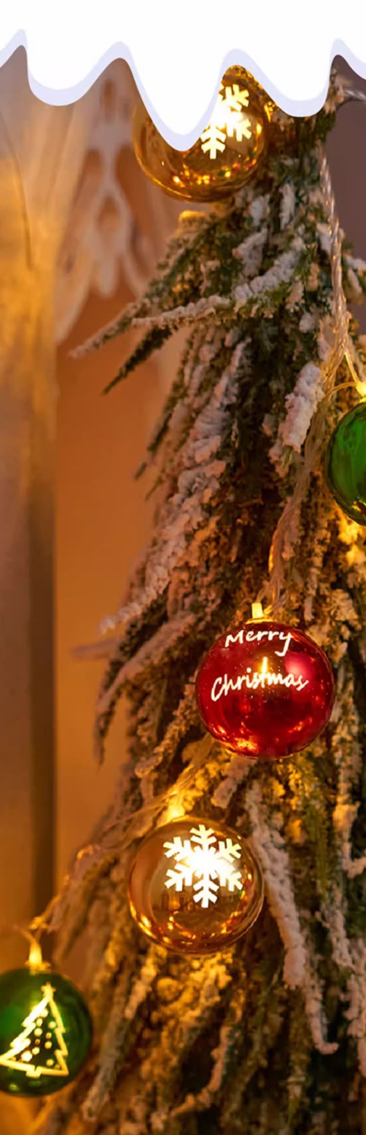 Luces LED para árbol de Navidad con adornos de estrellas y bolas, cadena de luces de 1,5/3/6 m para decoración navideña, casquillo E14, clasificación IP43_voghion.com