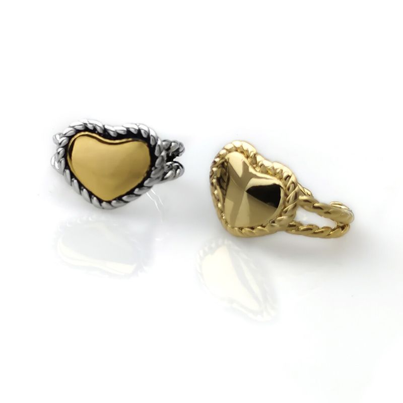 Modischer Retro-Ring aus Edelstahl mit herzförmiger Öffnung, verstellbar, für Herren und Damen, Valentinstag, Urlaubsschmuck_voghion.com