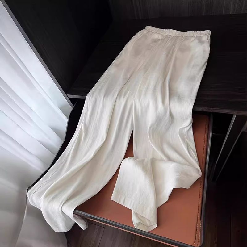 Pantaloni estivi sottili a gamba larga in lino bianco di alta qualità, adatti a tutte le stagioni, 2024, nuovi, in cotone, da donna, taglie forti_voghion.com