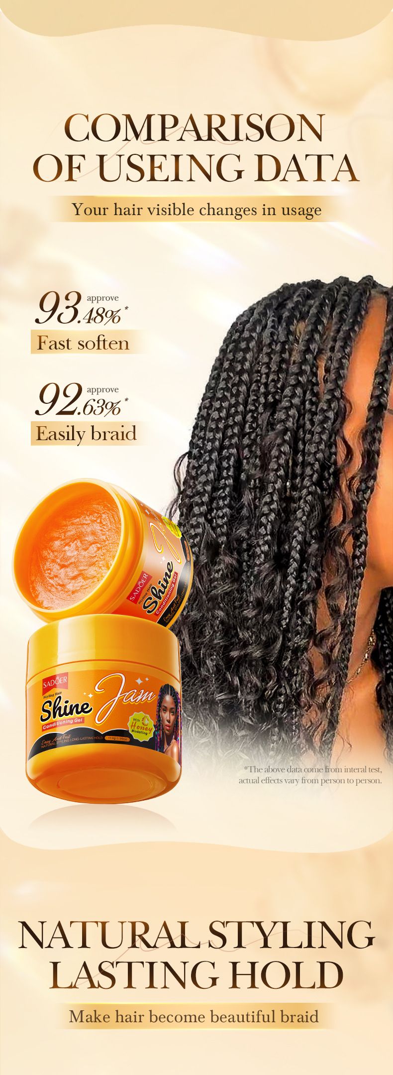 Acondicionador SADOER Shape Shiny Jam Hair Gel, Acondicionador Suavizante_voghion.com