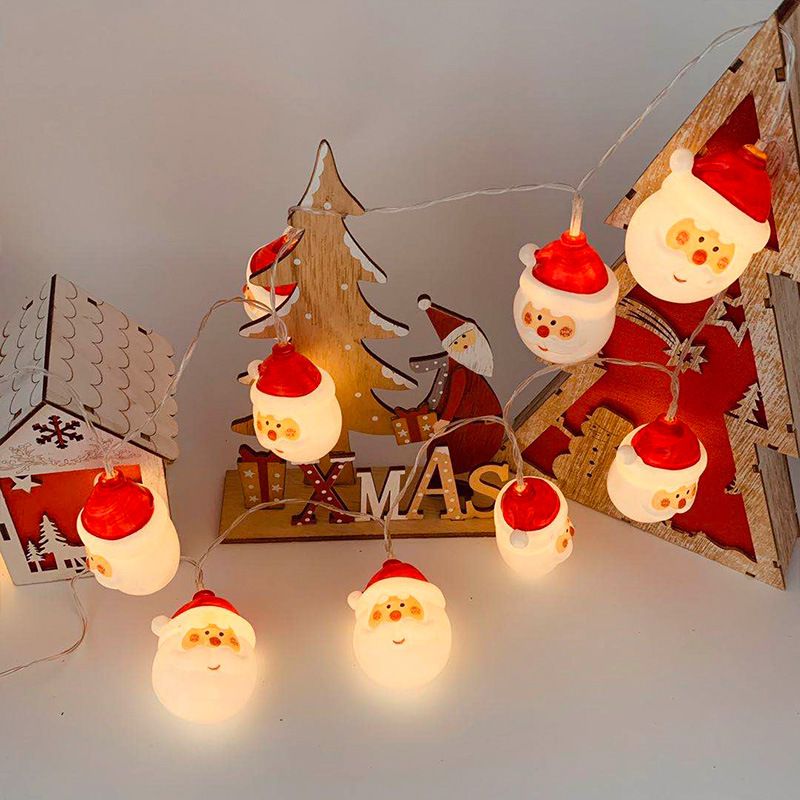 Cordão de Luzes LED Papai Noel e Boneco de Neve - Luzes Decorativas de 2M/3M, operadas por bateria/USB, com opções de branco quente e multicoloridas (10/20 LEDs, PVC, com certificação CE)_voghion.com