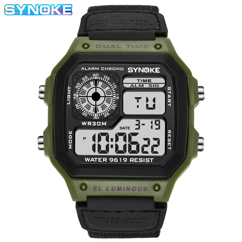 Nylon Canvas Men's Lightweight Square Classic Student Strap New Electronic Watch Luminous Waterproof Sports_voghion.com