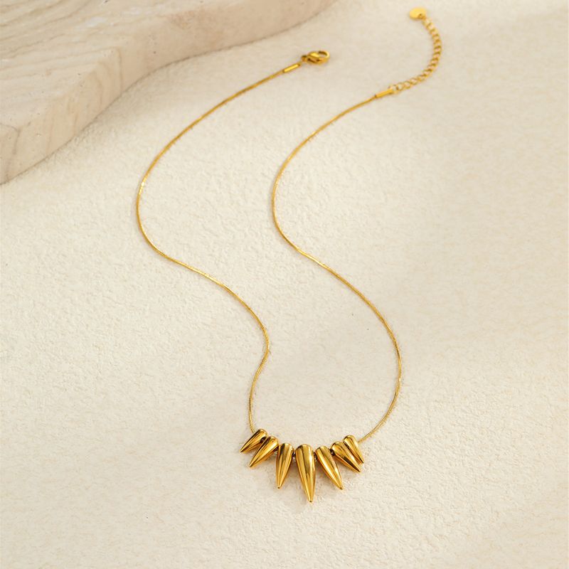 Gargantilla punk de acero inoxidable con forma de bala geométrica para mujer - Cadena minimalista en capas para uso casual y de oficina (dorado/plateado)_voghion.com