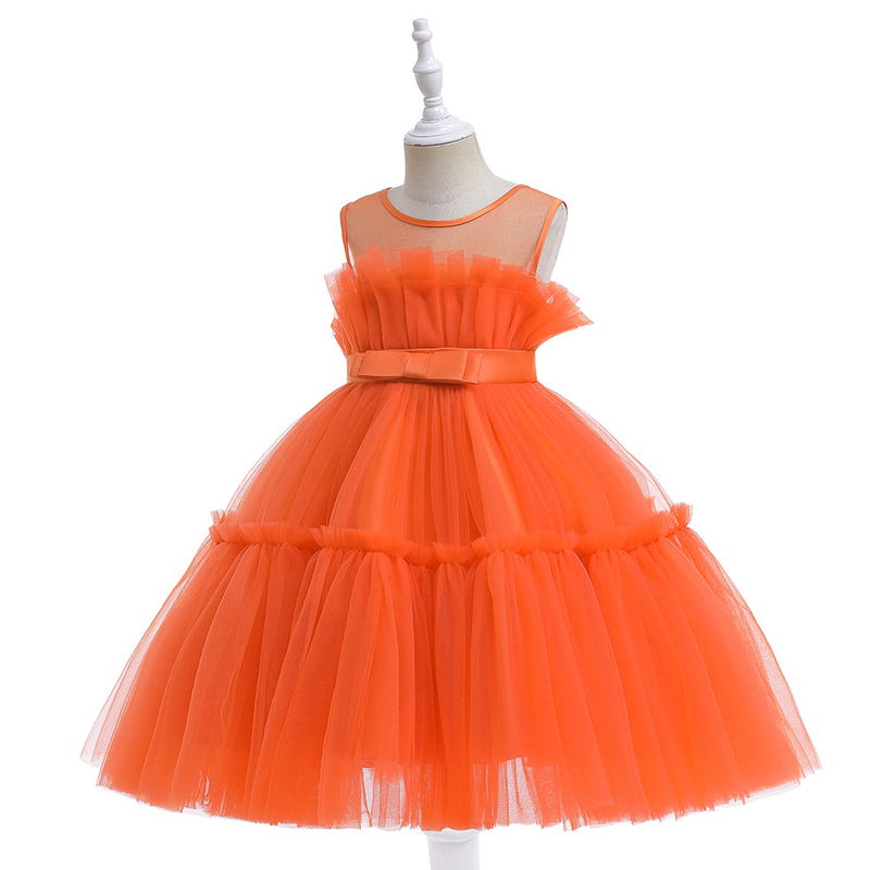 Baby clothes Girls' dress Sleeveless children's holiday Show dress Birthday party Pompadour Princess dress_voghion.com