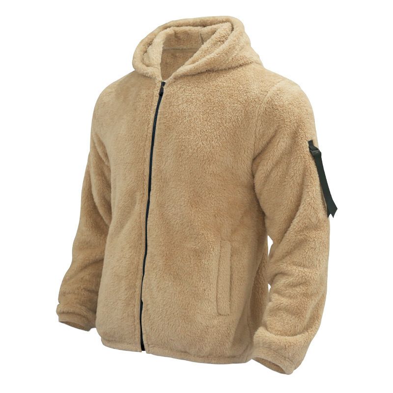 2025 Herren Herbst Winter Doppelseitige Fleece Warme Lose Kapuzen Freizeitjacke_voghion.com