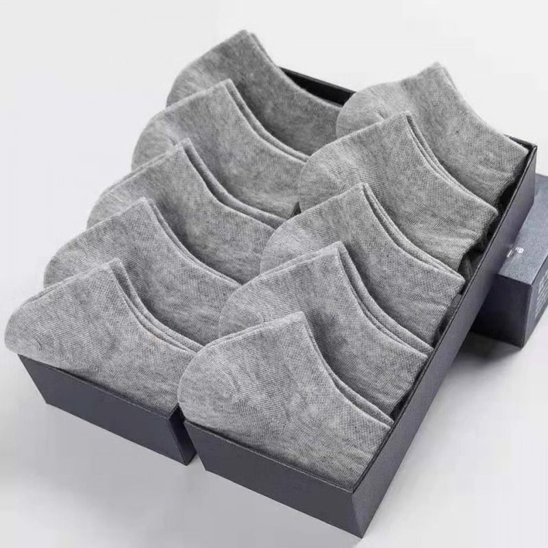 Calcetines deportivos finos de corte bajo para hombre, color liso, color negro, blanco y gris, primavera, verano y otoño, 2025e_voghion.com