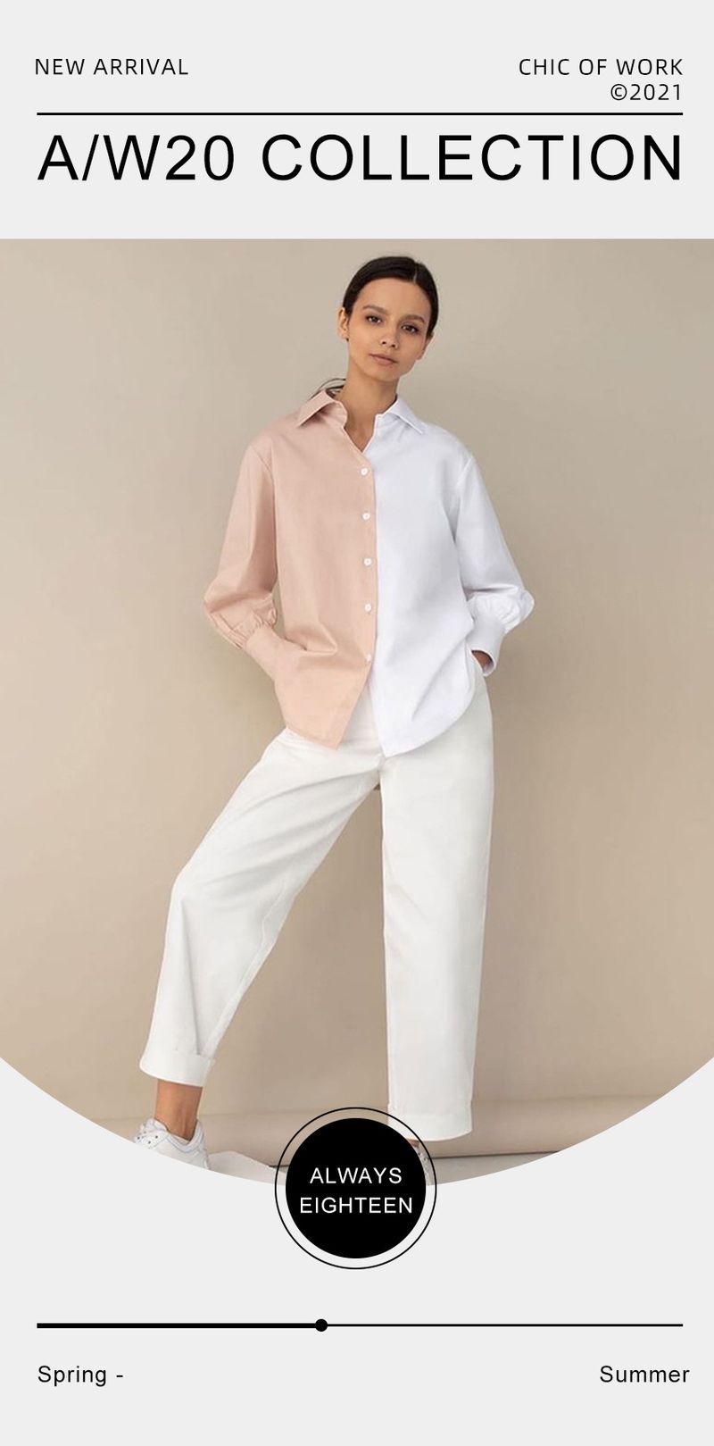 2023 Style Commuter Long Sleeve Patchwork Contrast Color Women's Shirt_voghion.com