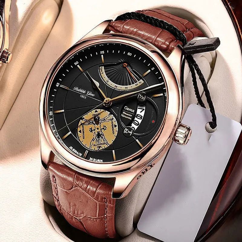 Uhren Herren Sport Chronograph Design Quarz Armbanduhr Wasserdicht Datum Leder Uhr Luxus Herrenuhr Mann Mit Geschenkbox_voghion.com