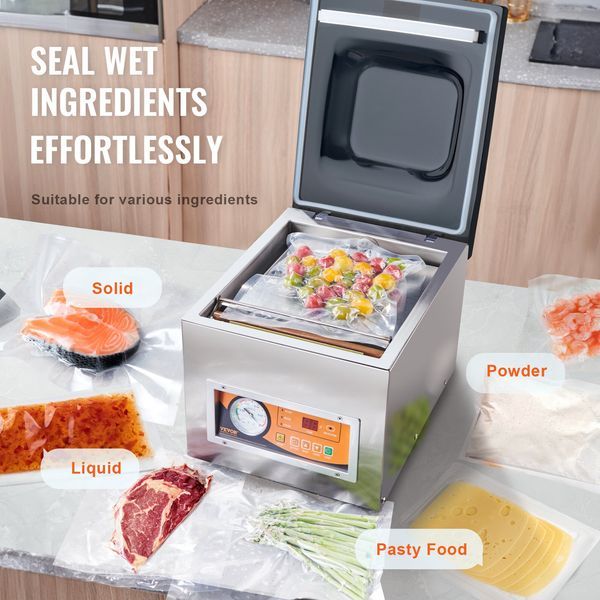 VEVOR Chamber Vacuum Sealer, 260W Sealing Power, Vacuum Packing Machine For Wet Foods, Meats, Marinades And More, Compact Size With 10.2' Sealing Le_voghion.com