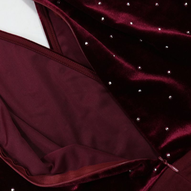 Women's Clothing CY901578 women's clothing sexy V neck long sleeved hot diamond jumpsuit slim wide leg pants_voghion.com