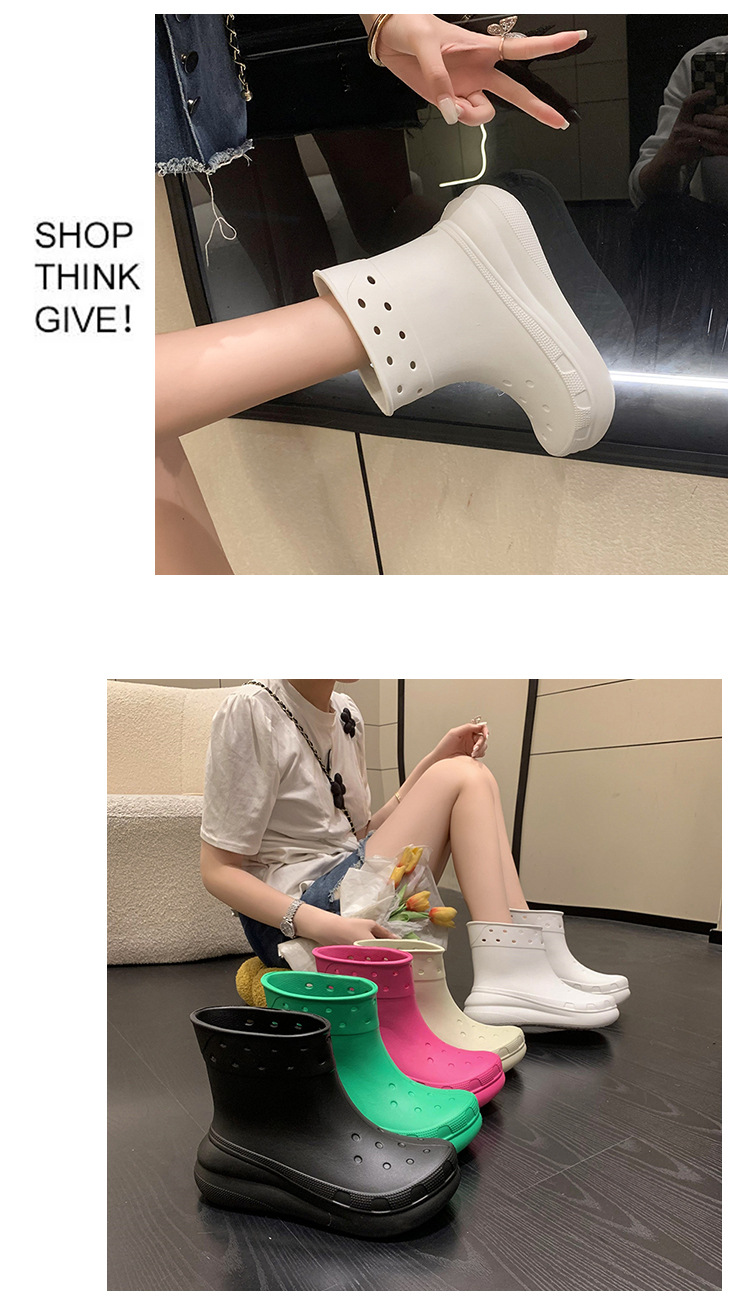 Estate nuova moda semplice EVA colore caramella abbigliamento esterno copriscarpe a tubo corto stivali da pioggia antiscivolo impermeabili con fondo spesso_voghion.com