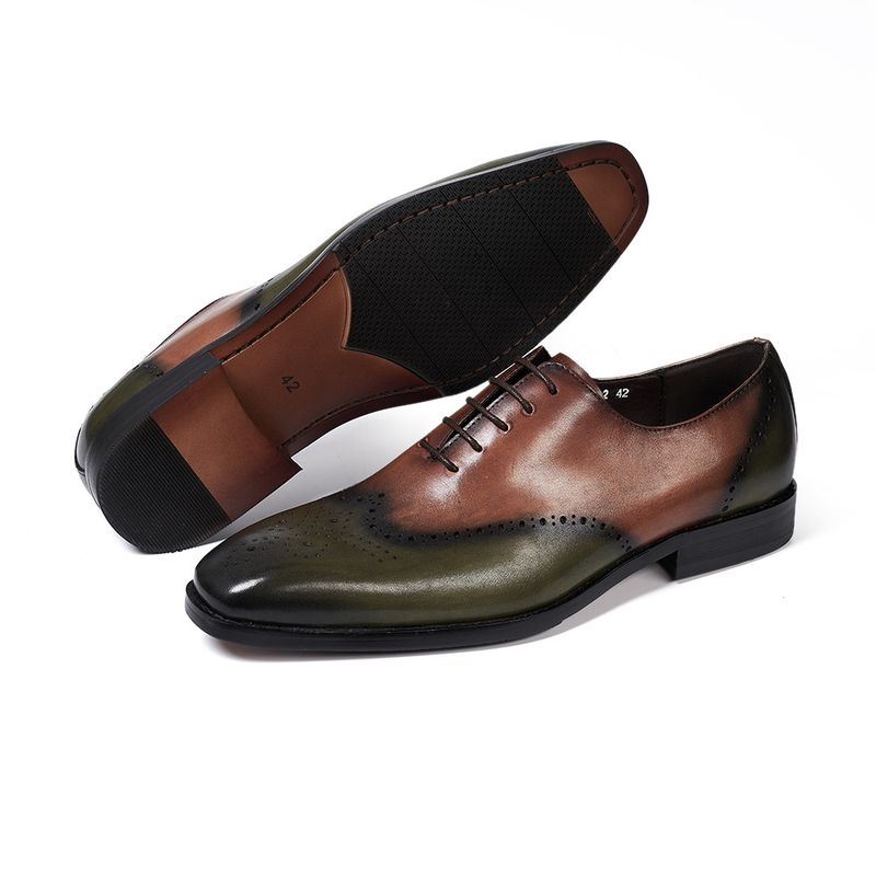 39 46 europäischen größe männer leder schuhe aus echtem leder braun grün mode-business formale Oxford schuhe formale hochzeit kleid schuhe_voghion.com