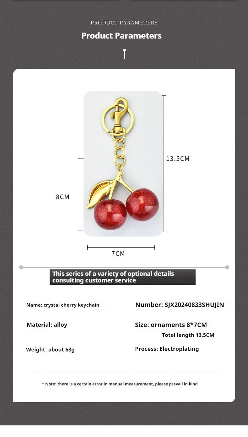 Nuovo ciondolo ciliegia borsa da donna gioielli squisito portachiavi per auto_voghion.com
