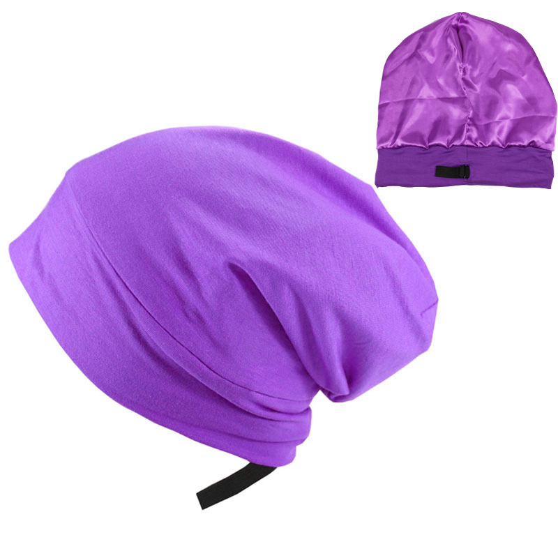 Baotou-Hut für Männer, Pullover-Mütze, Damen-Mütze, Satin-Nachtmütze, verstellbare Seide gefüttert, Lazy Beanie Chemotherapie_voghion.com