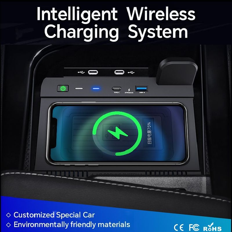 Cargador inalámbrico rápido de 15 W para Volkswagen Tavendor 2023, original, modificado, soporte de carga rápida para teléfono móvil._voghion.com