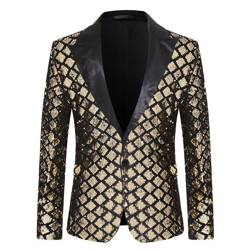 CT 2025 Performance Costume Gold Sequin Suit Plus Size Blazer Nightclub Men's Host Emcee Photo Studio Jacket_voghion.com