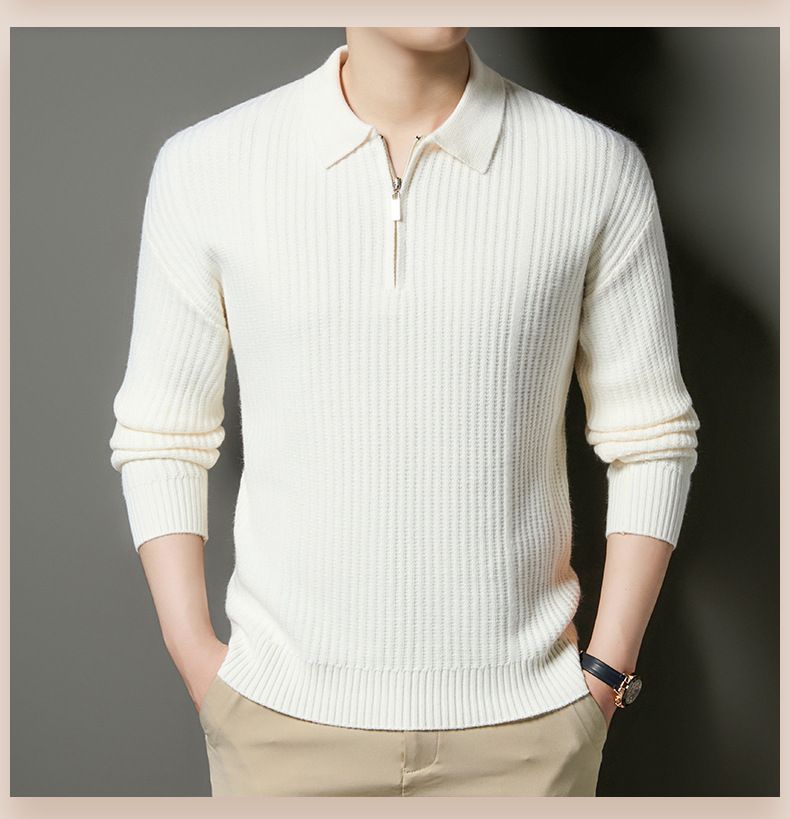 Herren-Strickpullover mit Halbreißverschluss – Stehkragen mit Zopfmuster, warm und stylisch für den Winter_voghion.com