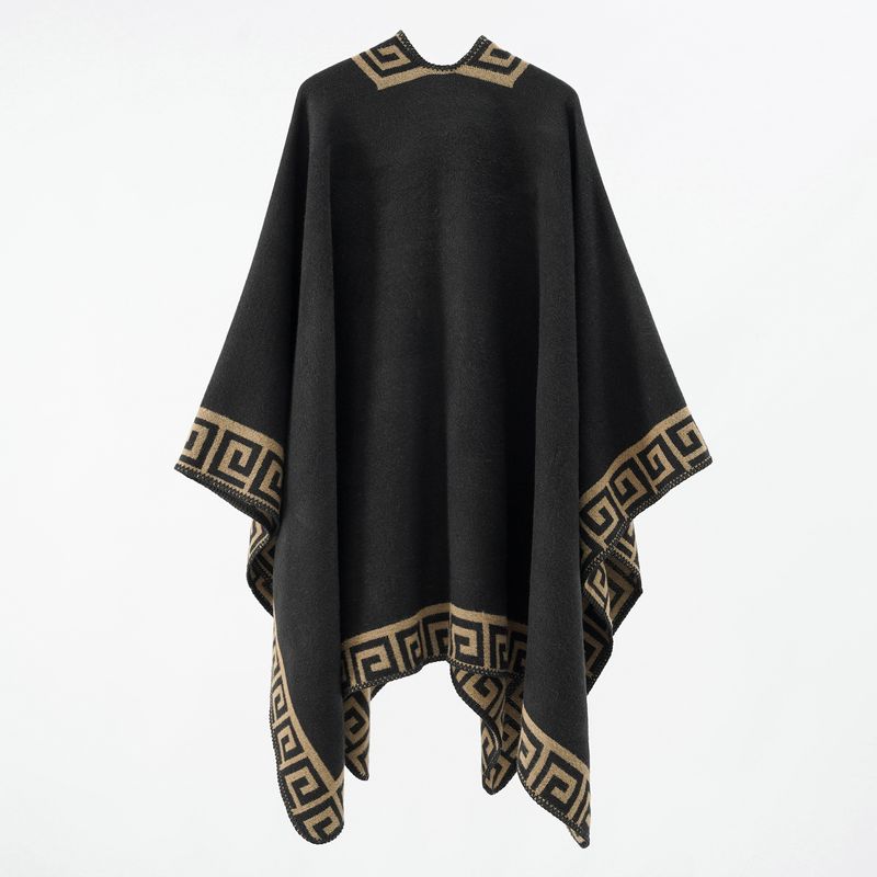 Sciarpa a quadri in cashmere autunno/inverno 2024, stile etnico da donna, alla moda, calda, scialle biforcuto_voghion.com
