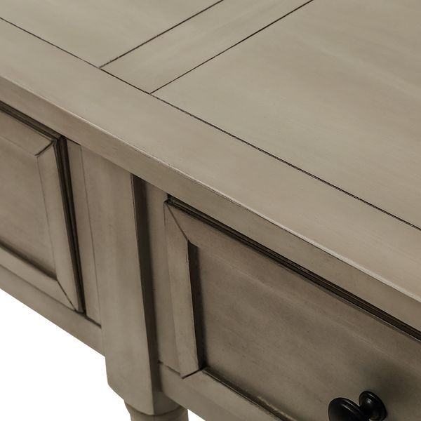 TREXM Console Table Sofa Table Easy Assembly With Two Storage Drawers And Bottom Shelf For Living Room, Entryway (Grey Wash)_voghion.com