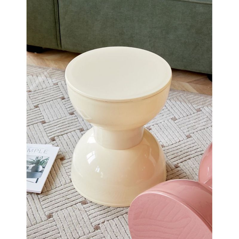 Mesa de centro nórdica de plástico color crema para comedor, sala de estar, pequeña y creativa, redonda, para entrada, cambiador de zapatos_voghion.com
