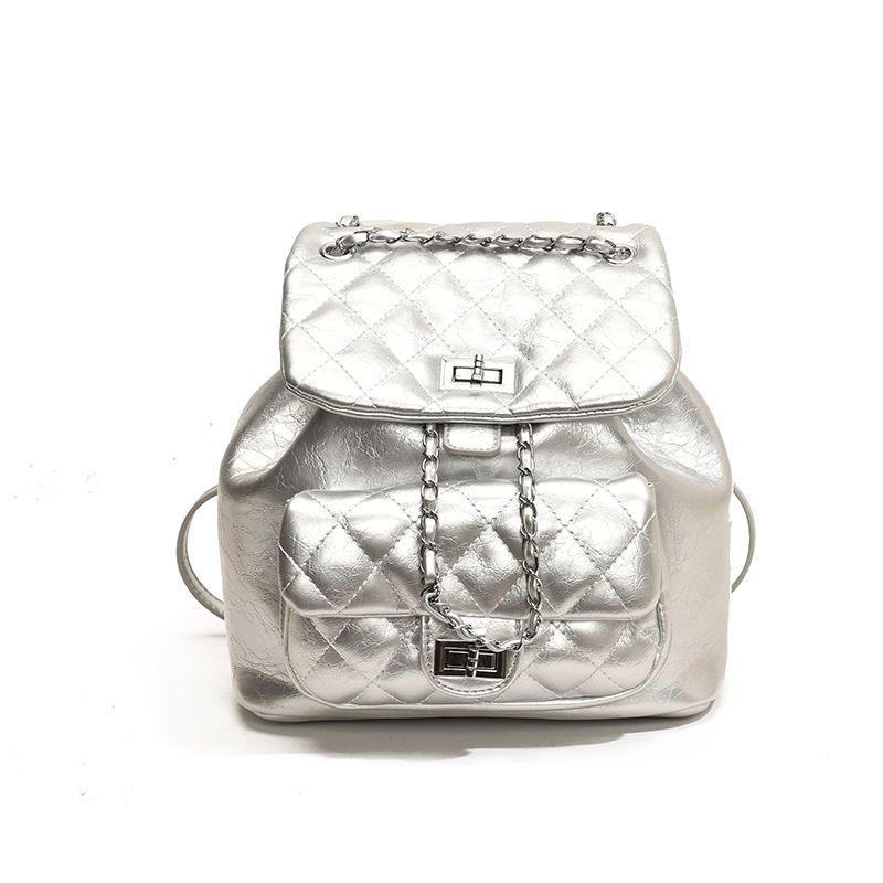 Zaino in morbida pelle trapuntata testurizzata per donna 2024 Nuova borsa a tracolla versatile con catena per pendolari_voghion.com