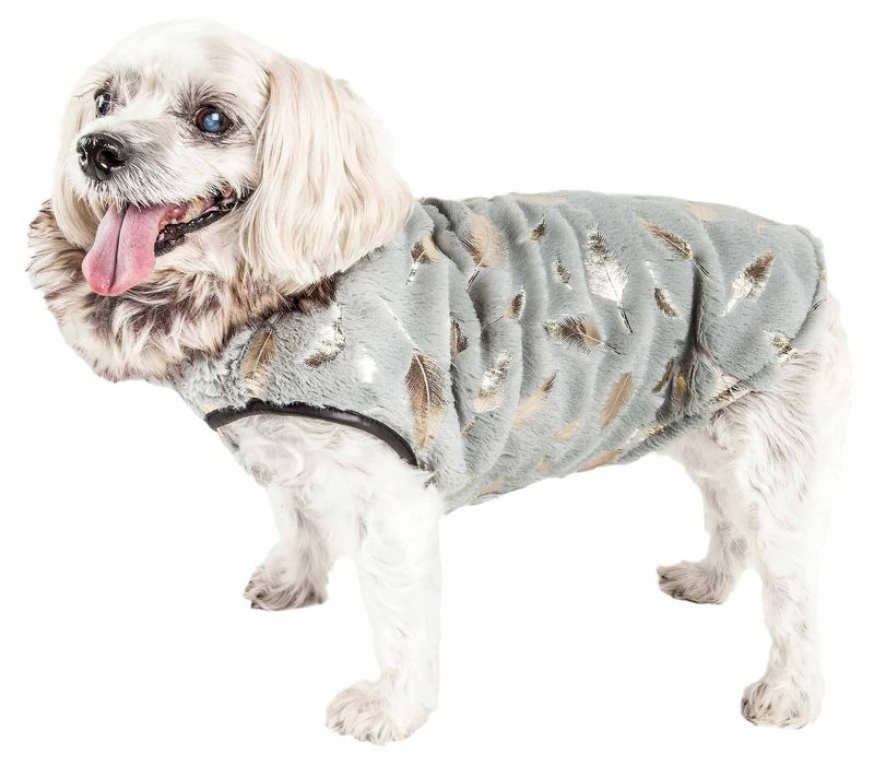 Pet Life Luxe 'Gold-Wagger' Gold-Leaf Designer Fur Dog Jacket Coat_voghion.com