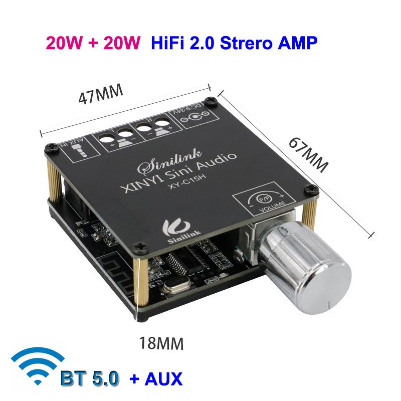 2*20W effektförstärkare klass D Bluetooth-kompatibel ljud 10W~200W HiFi-stereo trådlös musikspelare mini-app digital förstärkare_voghion.com