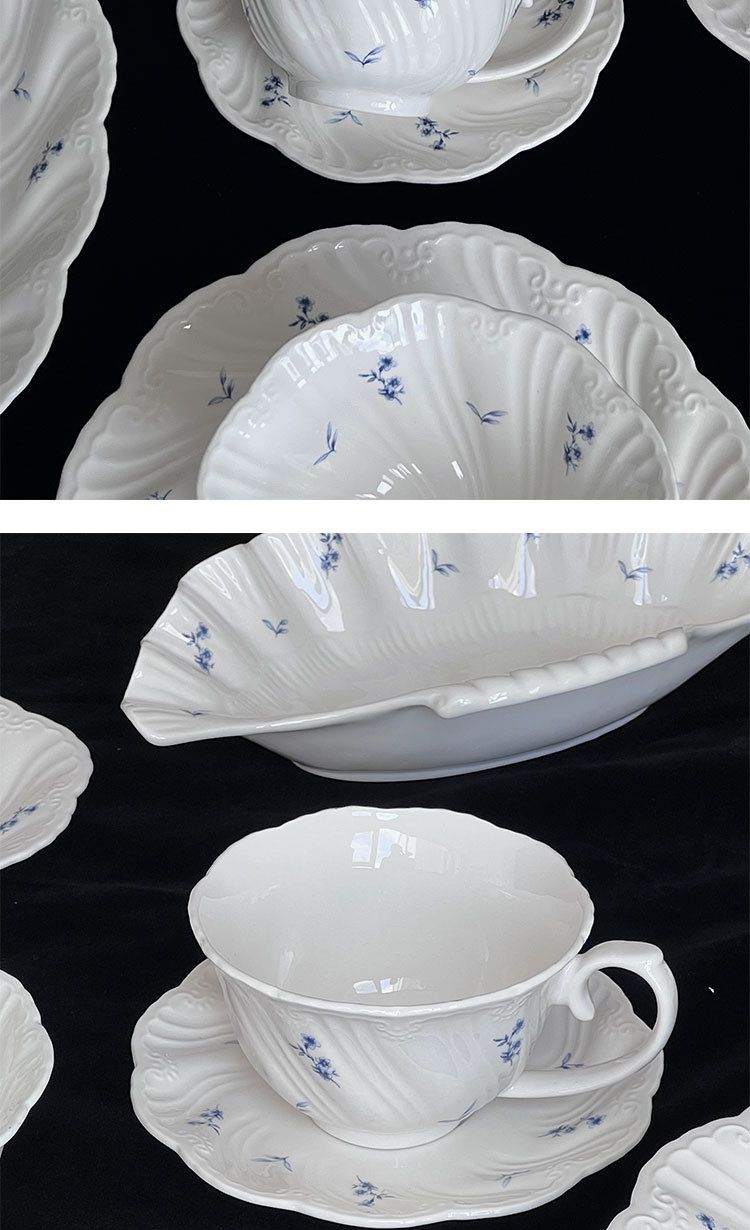 Blue Flower Ceramic Tableware Oval Plate 2025 Fall/Winter New_voghion.com