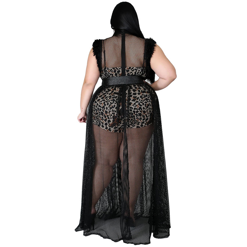 Gonna lunga in rete sexy trasparente dal temperamento da donna, abito a due pezzi plus size_voghion.com
