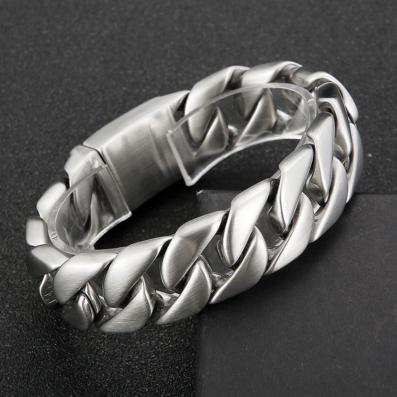 Men's Titanium Steel Bracelet - Minimalist Geometric Design Hip Hop Style Durable Polished Jewelry For Men - Adjustable Sizes 22cm_voghion.com