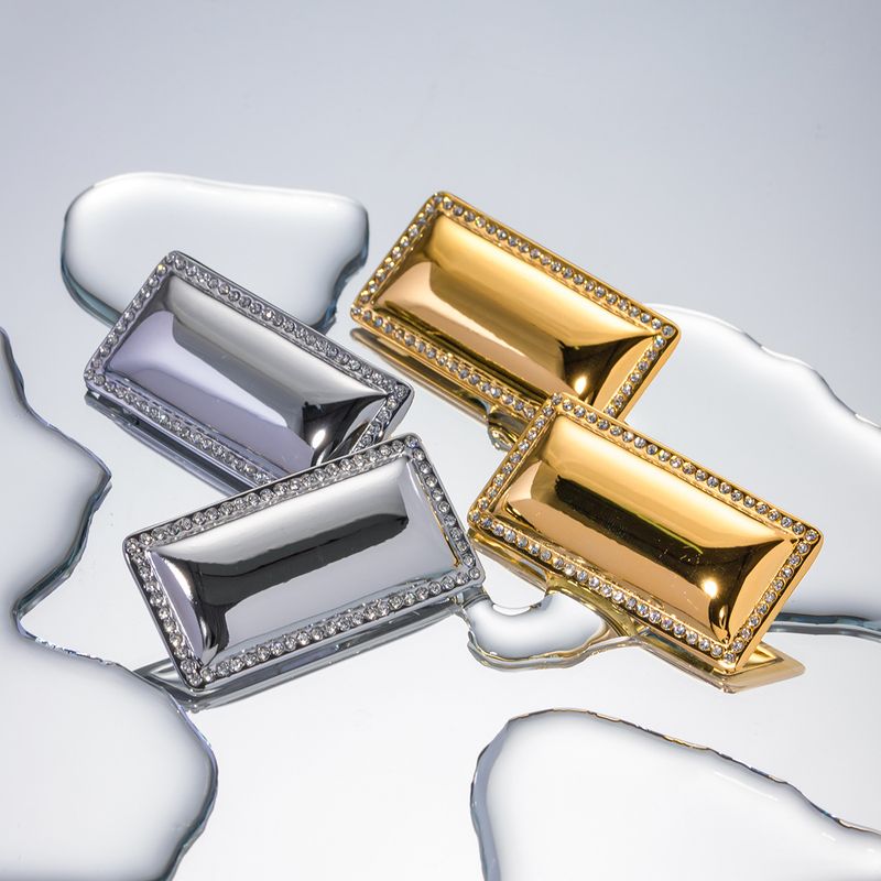 INS trendy gold inlaid diamond smooth rectangular earrings, stainless steel personalized jewelry_voghion.com