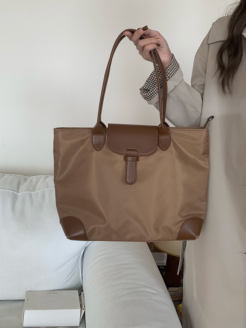 Women's Crossbody Bags Tote Bag, Women's Large-capacity Handbag, Contrasting Color Nylon Canvas Casual Commuting Single-shoulder Bag_voghion.com